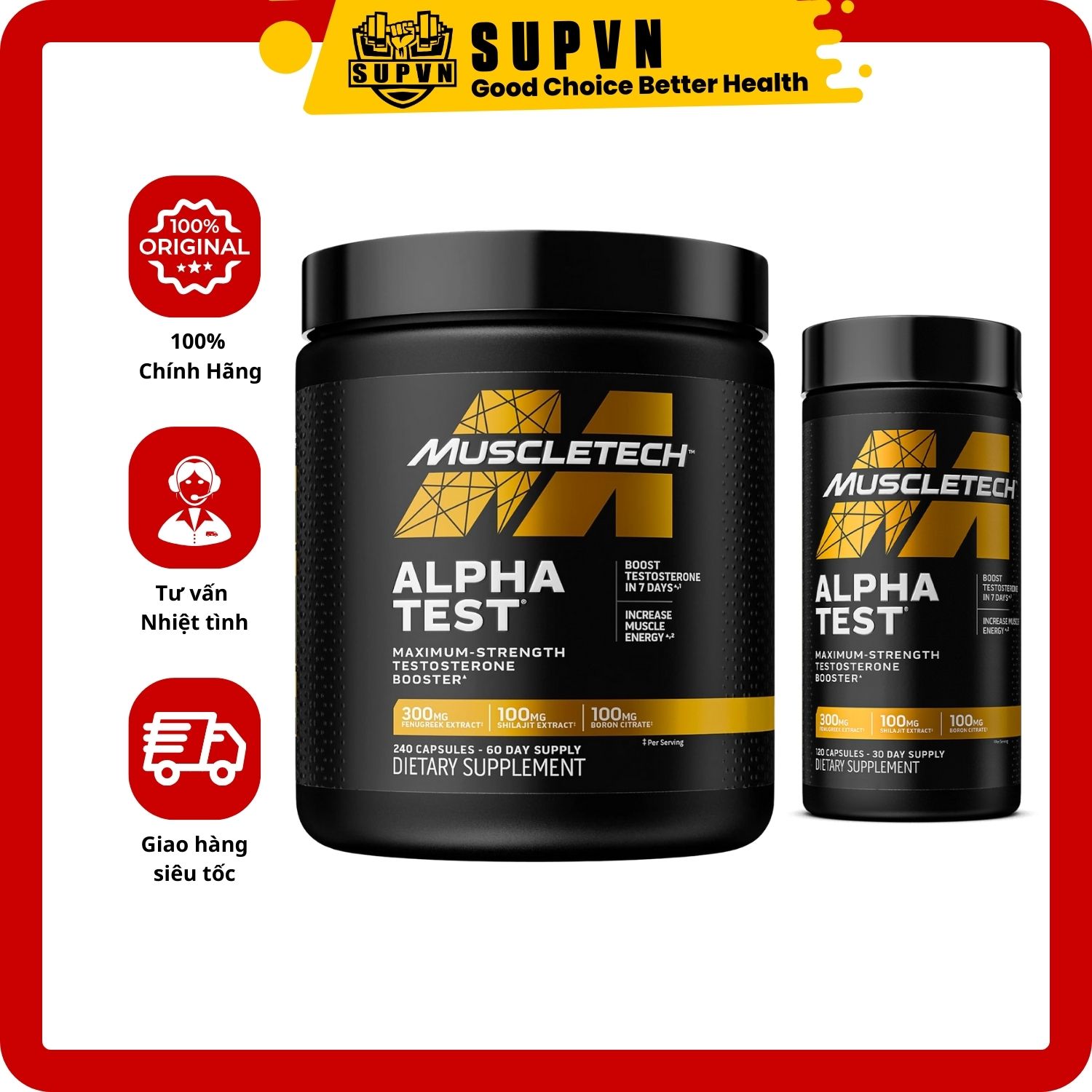 Muscletech Alpha Test - Tăng Testosterone Tự Nhiên, Cải Thiện Sức Mạnh và Khối Lượng Cơ Bắp