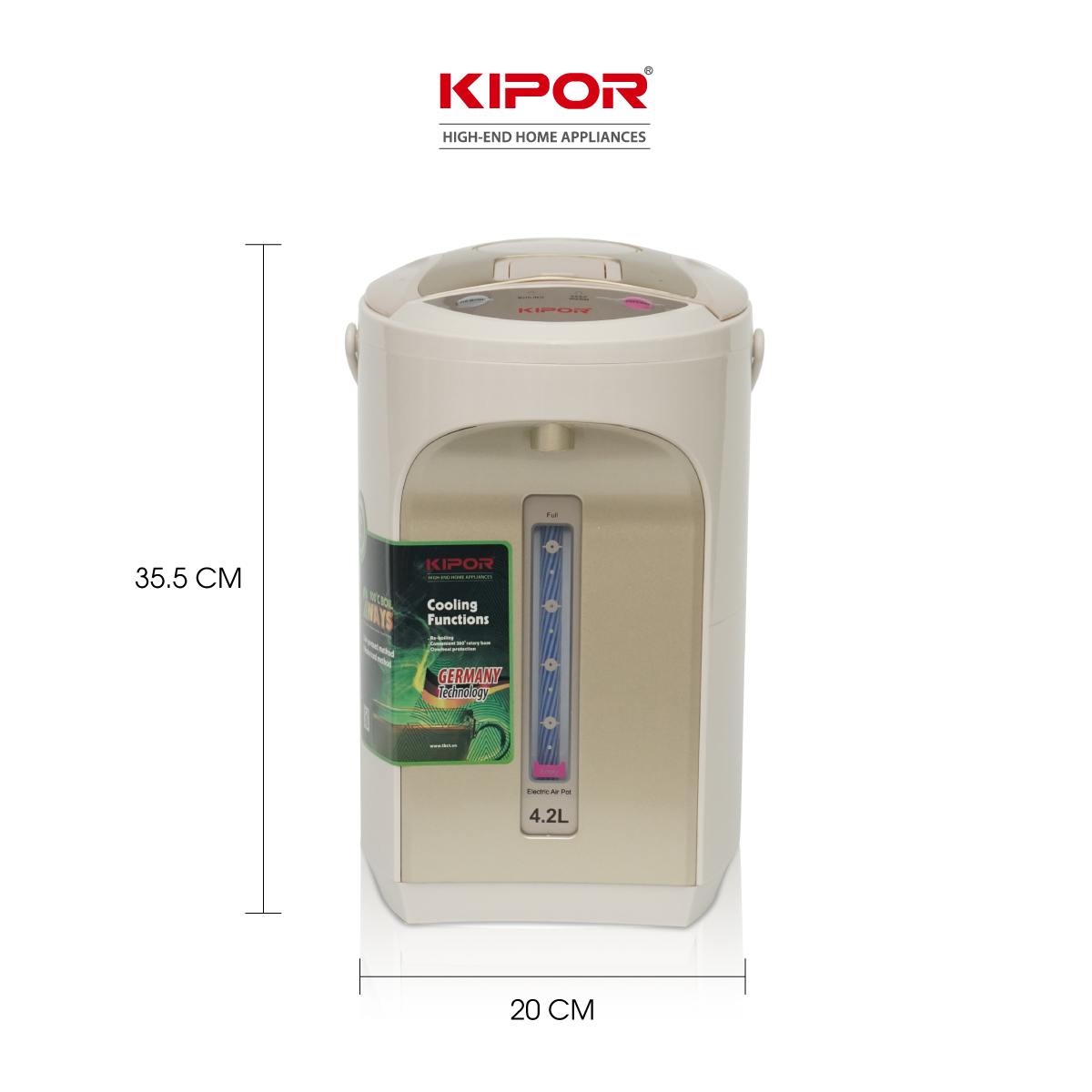 Bình thuỷ điện KIPOR KP-EP642 - 4,2L - Ruột bình inox 304 -  Đun sôi nhanh, có tay cầm, chế độ tự bật, tự ngắt, 3 chế độ lấy nước - Hàng chính hãng