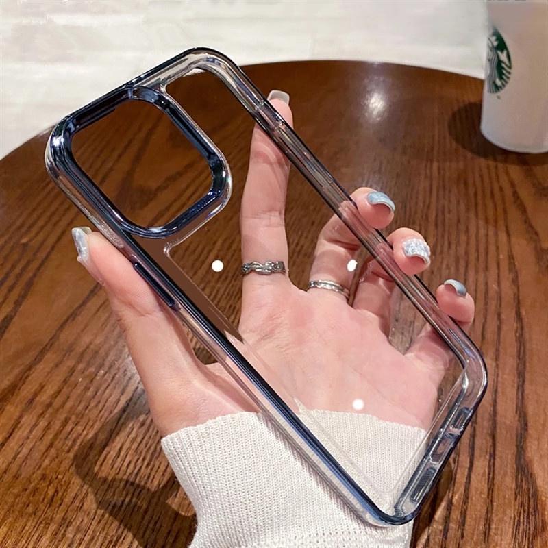 Ốp Điện Thoại Acrylic Cứng Viền TPU Dẻo Trong Suốt Chống Sốc Sang Trọng Cho iPhone 14 Pro Max 13 12 11 Pro Max X XR XS 7 8 Plus