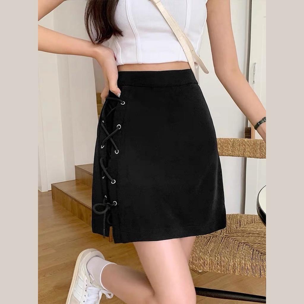 Chân váy đan dây dáng ngắn phong cách Hàn Quốc màu đen đủ size