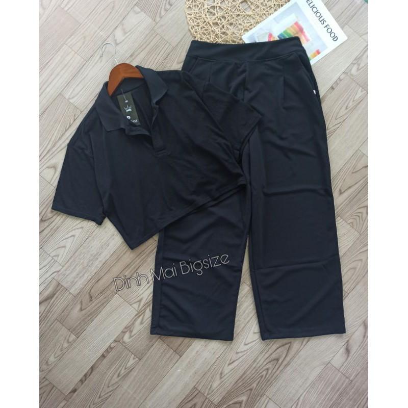 Bigsize Set áo croptop Quần ống rộng