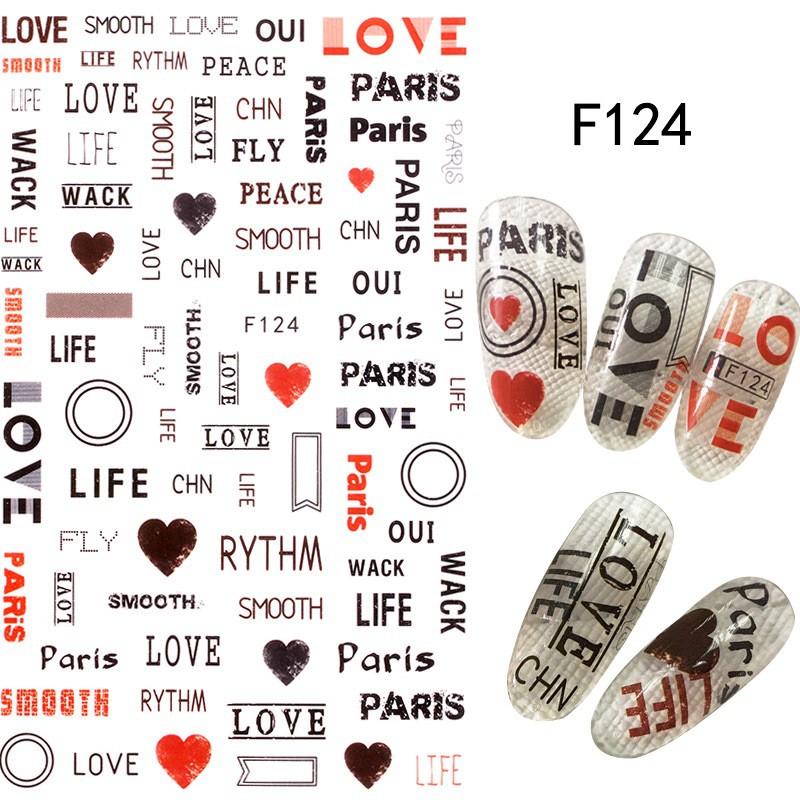 Sticker nails - hình dán móng 3D chữ F124