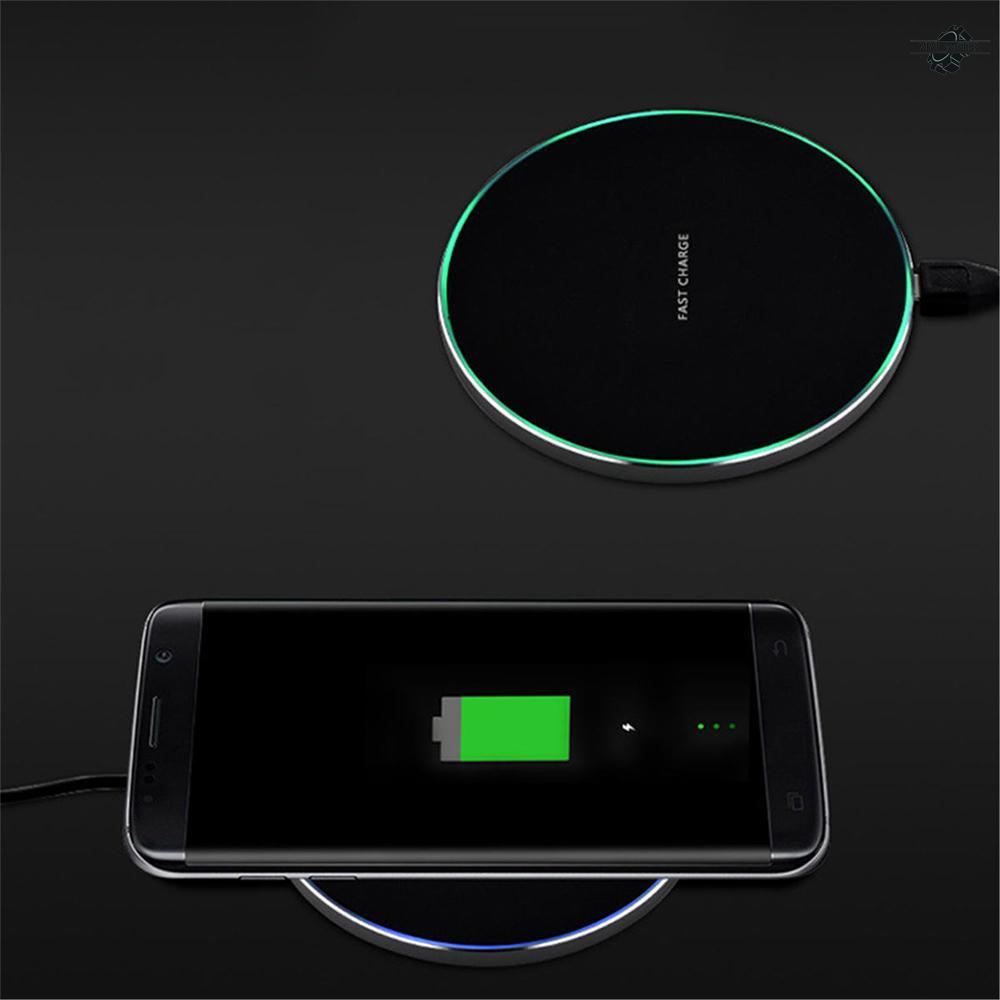 Đế Sạc Không Dây Qi Hình Tròn Bằng Hợp Kim Nhôm Siêu Mỏng 10w Thông Dụng Cho Điện Thoại