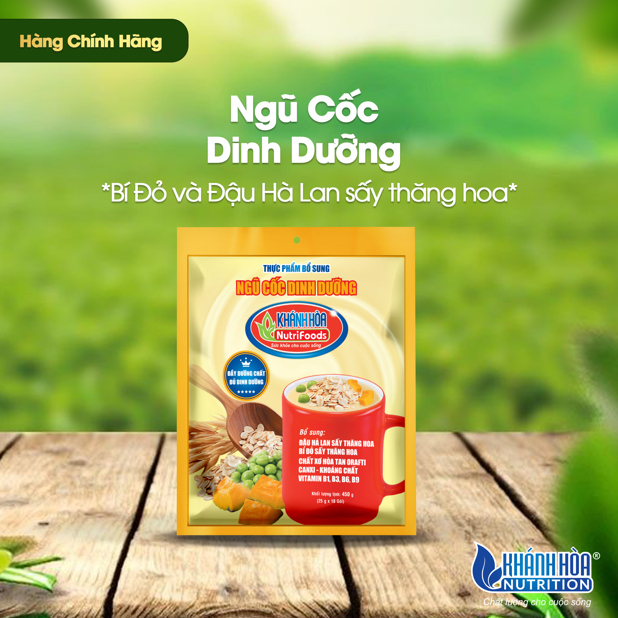 Thực Phẩm Bổ Sung Ngũ Cốc Dinh Dưỡng Khánh Hòa NutriFoods - Bổ Sung Rau Củ Quả, Chất Xơ Hòa Tan, Vitamin, Khoáng Chất (Túi 18 gói x 25g)