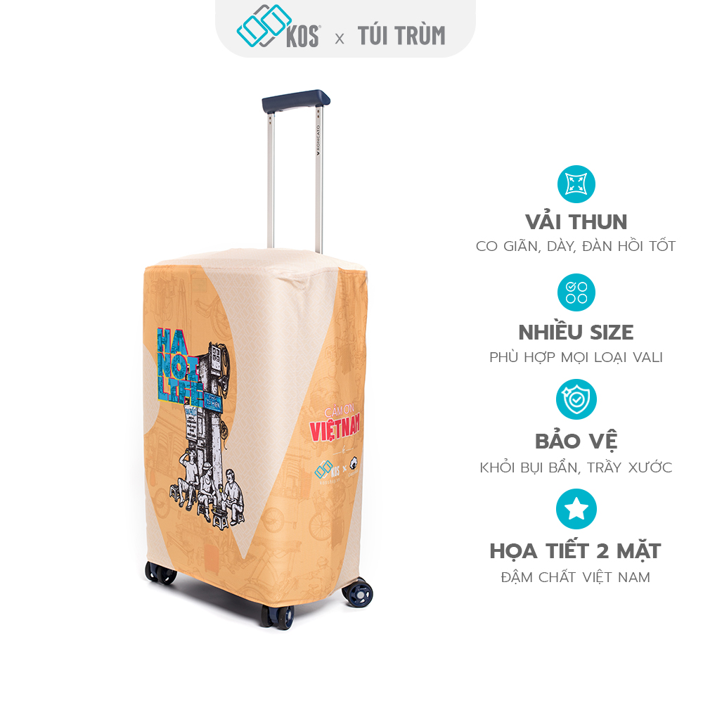 Túi trùm Vali du lịch cao cấp hình Bia Hơi Hà Nội - Vải thun co giãn 4 chiều chống trầy xước