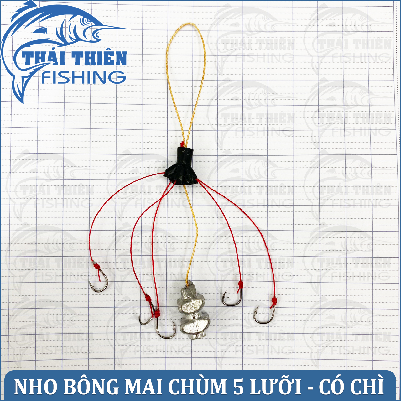 Bộ 2 Chùm Nho Bông Mai Sói Đầu Đàn Chùm 5 Lưỡi Có Sẵn Chì Dùng Câu Cần Tay, Máy