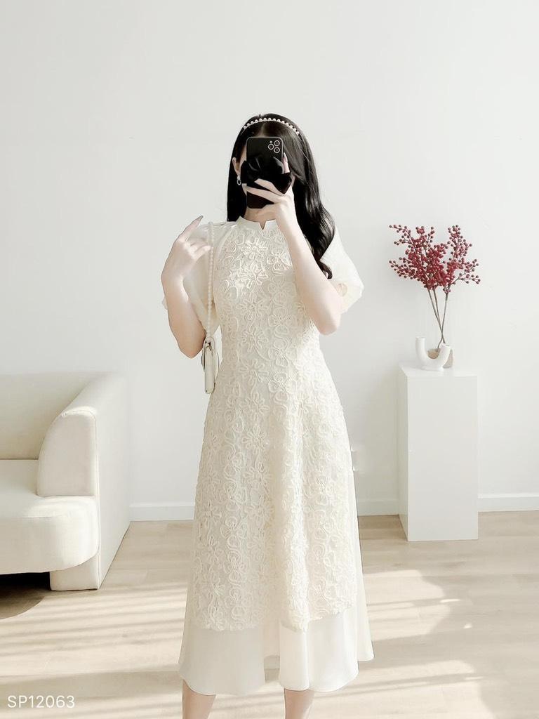 SET ÁO DÀI REN CHÂN VÁY VOAN 13967