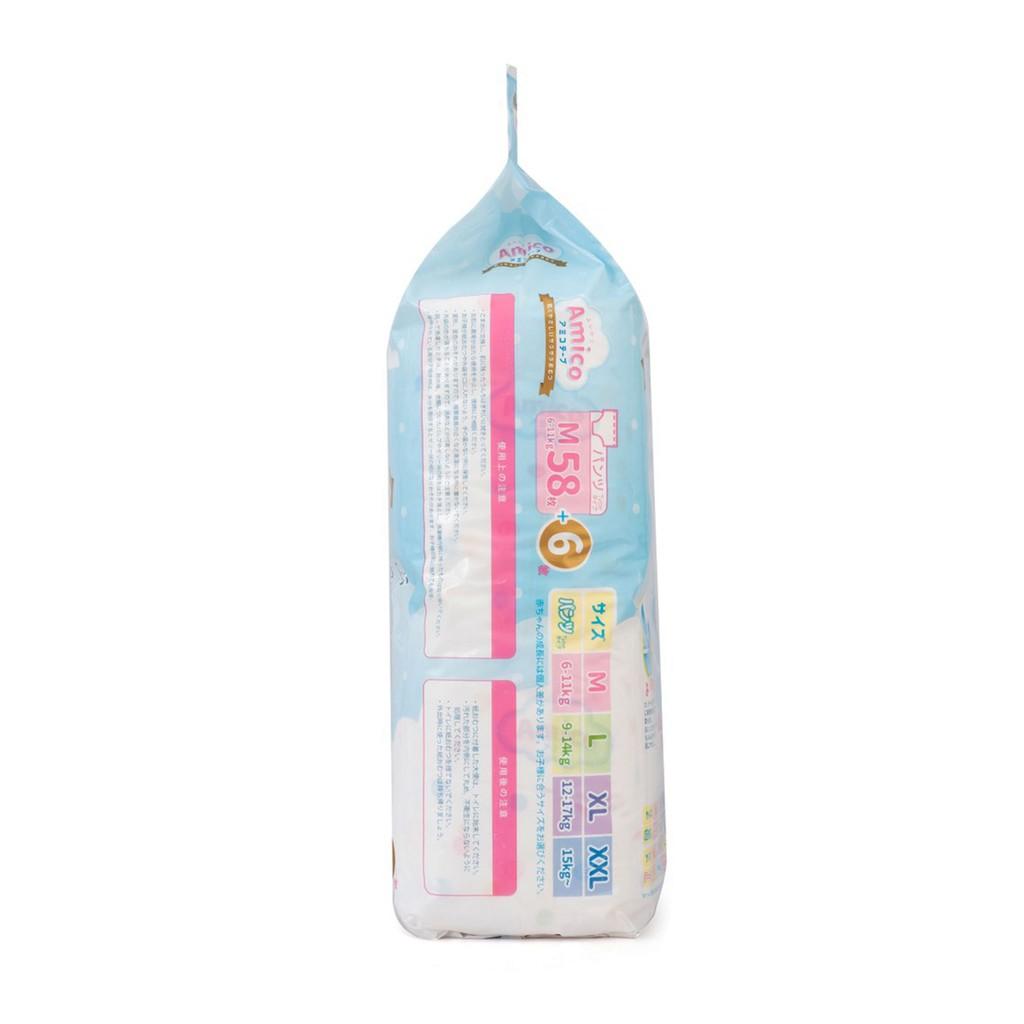 Bỉm - Tã quần Amico size M 58 + 6 miếng (Cho bé 6 - 11kg)