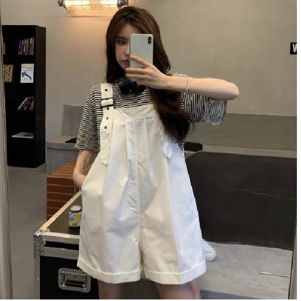 Yếm Quần KaKi 4 Màu Xếp Ly Short Ống Rộng Thời Trang Phong Cách Năng Động