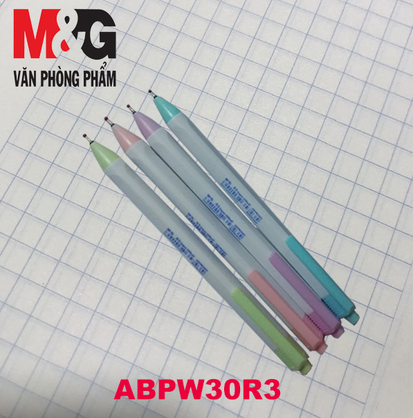 Bút Bi M&amp;G Mực Xanh ABPW30R3 ( Ngòi 0.5mm ) Đầu Bấm Thân Tam Giác