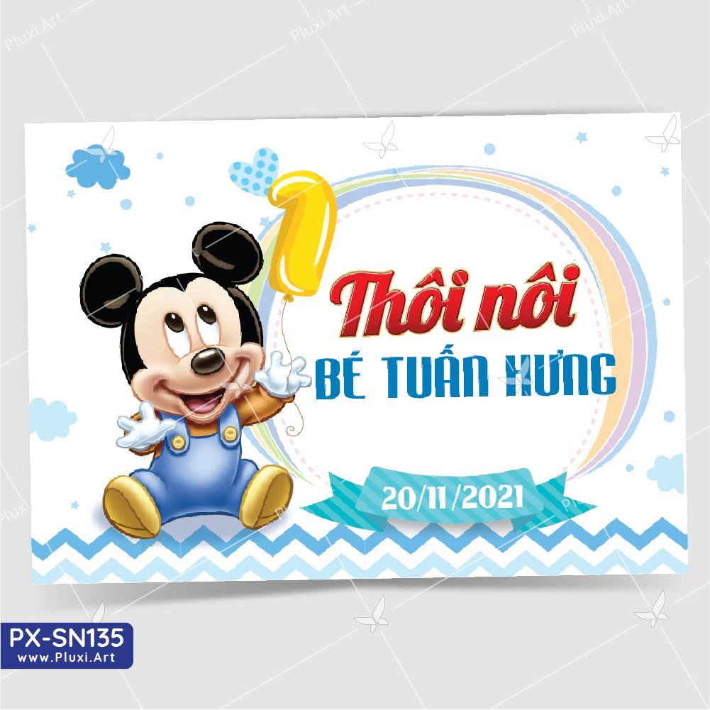 Thiệp thôi nôi – sinh nhật Pluxi bé Trai tuổi Chuột PX_SN135