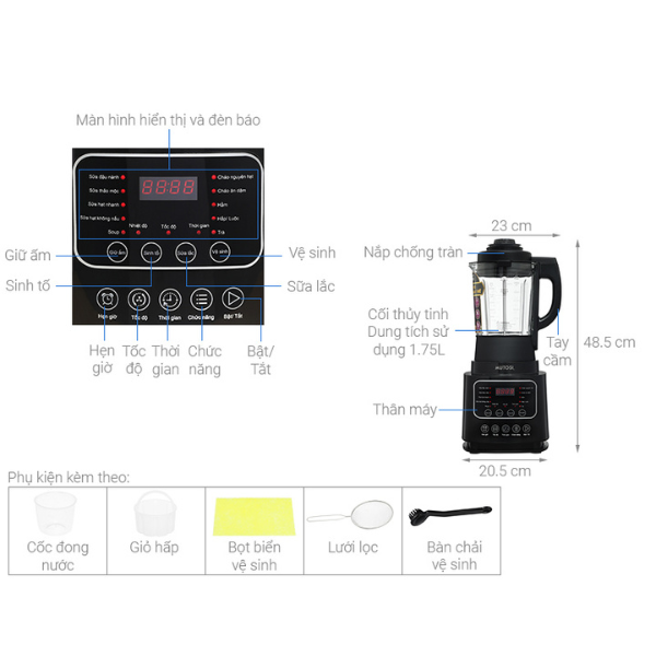 Máy Làm Sữa Hạt MUTOSI MM-S613 - Hàng Chính Hãng