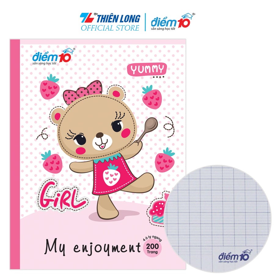 Bộ 5 Tập học sinh 200 trang 4 ô ly ngang 60 gsm Điểm 10 TP-NB066