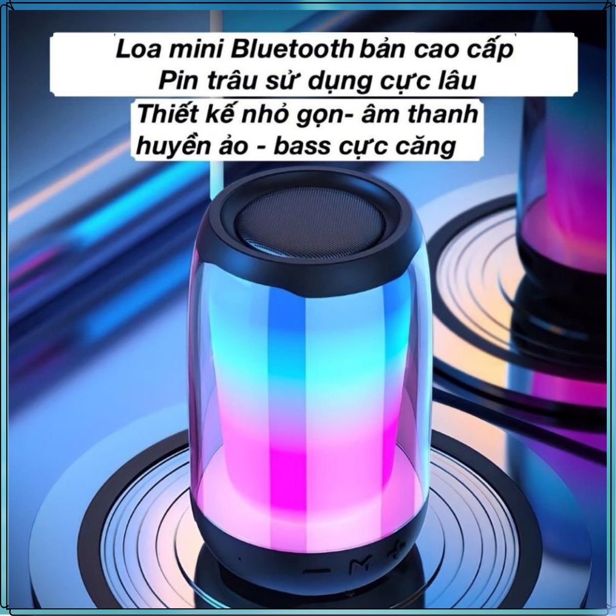 Loa Bluetooth Pluse 4 Mini Nghe Nhạc Công Suất Lớn, Bass Mạnh, Led Đổi Màu, Có Khe Cắm Thẻ Nhớ, USB, FM.. Công Suất 10w