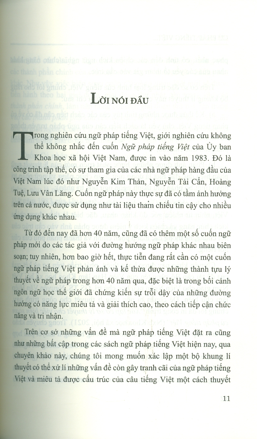 Cú Pháp Tiếng Việt - Các Thành Phần Chính Của Câu (Sách chuyên khảo)