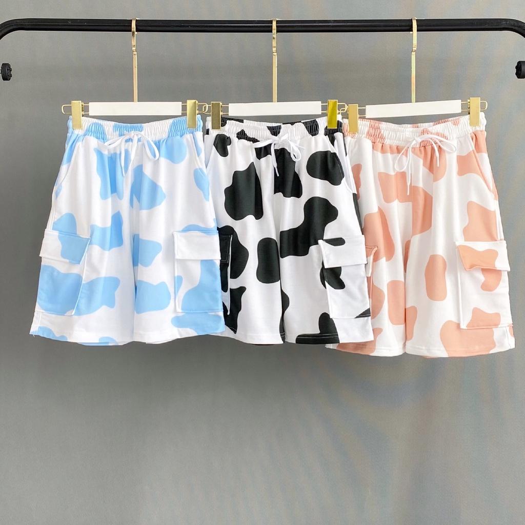 Quần short túi hộp SIB Clothing chất thun ống rộng unisex bò sữa SIB007