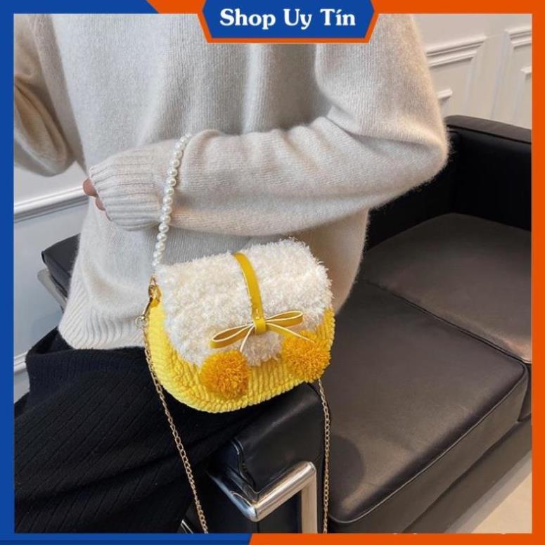 Túi Handmade Tự Đan pom pom Yên Ngựa - Phụ Kiện Đan Túi