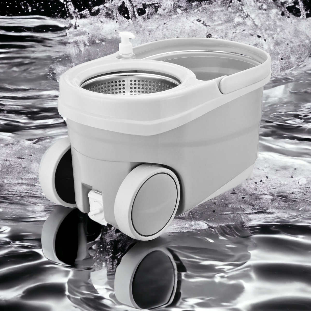 Bộ cây lau nhà cán Inox Bennix Thái Lan BN-888SM xoay 360 có bánh xe lớn