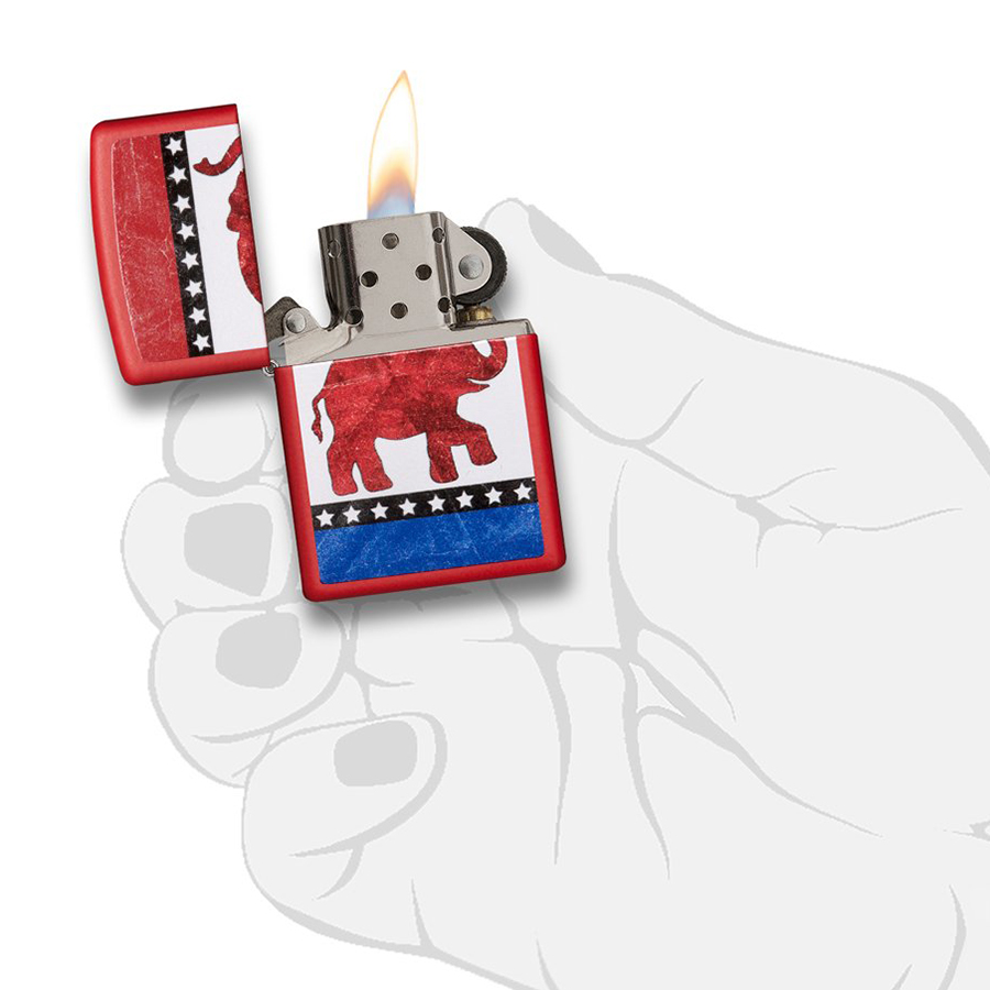Bật Lửa Zippo 29167 - Republican Party Elephant Red Matte