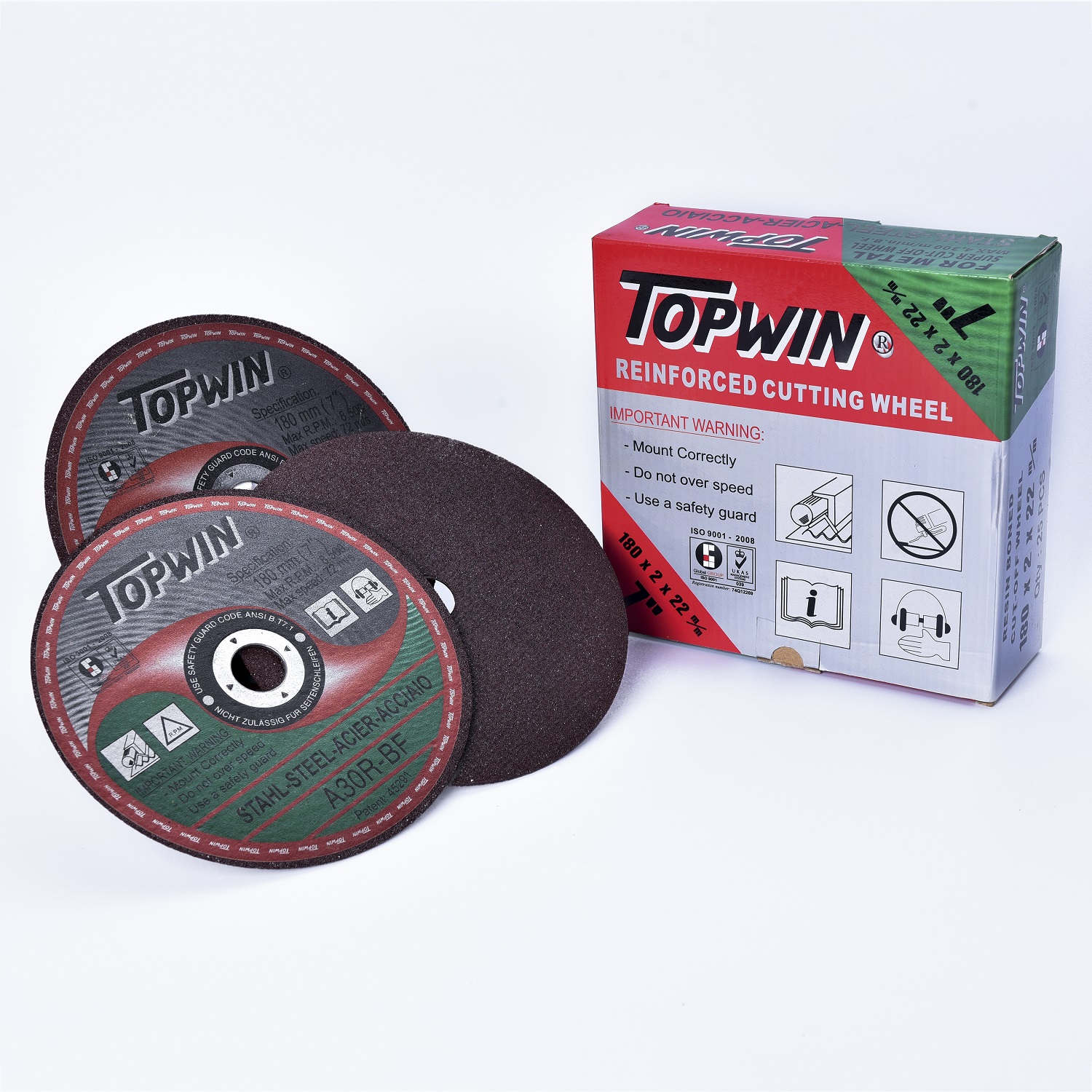 (25 Viên) Đá Cắt Sắt TOPWIN 180x2x22mm Có Độ Sắc Cao Và Bền, Cắt Không Bụi, Ít Hao Mòn | Đá Cắt Đá Mài Việt VN