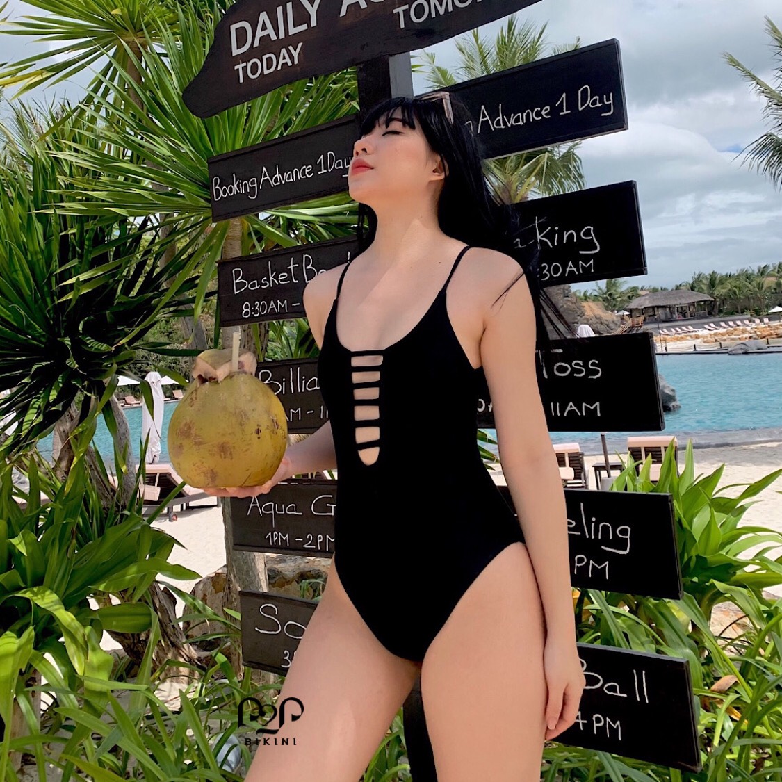 P2P BIKINI - Monokini hai dây basic ngực cách điệu - MN350M_HD