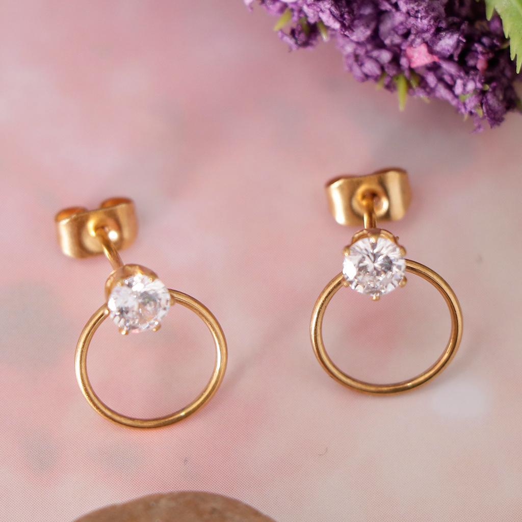 2-7pack Women Stylish Round Ring Rhinestone Stud Earrings Ear Studs Earring Gold