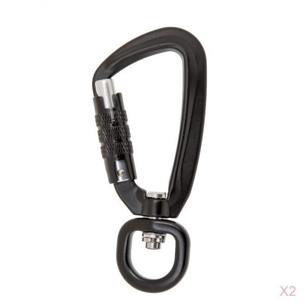 2 Pieces Lock Climbing Carabiner Clips with Swiveled Keyring Key Chain Holder Hanger, Auto Locking and Heavy Duty
