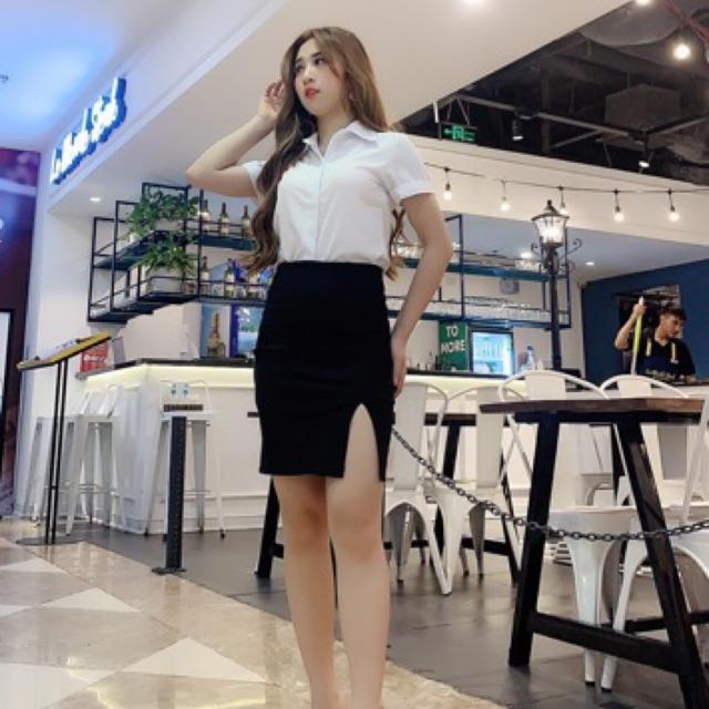 Chân Váy Bút Chì Công Sở Xẻ Tà Trước MSCV158