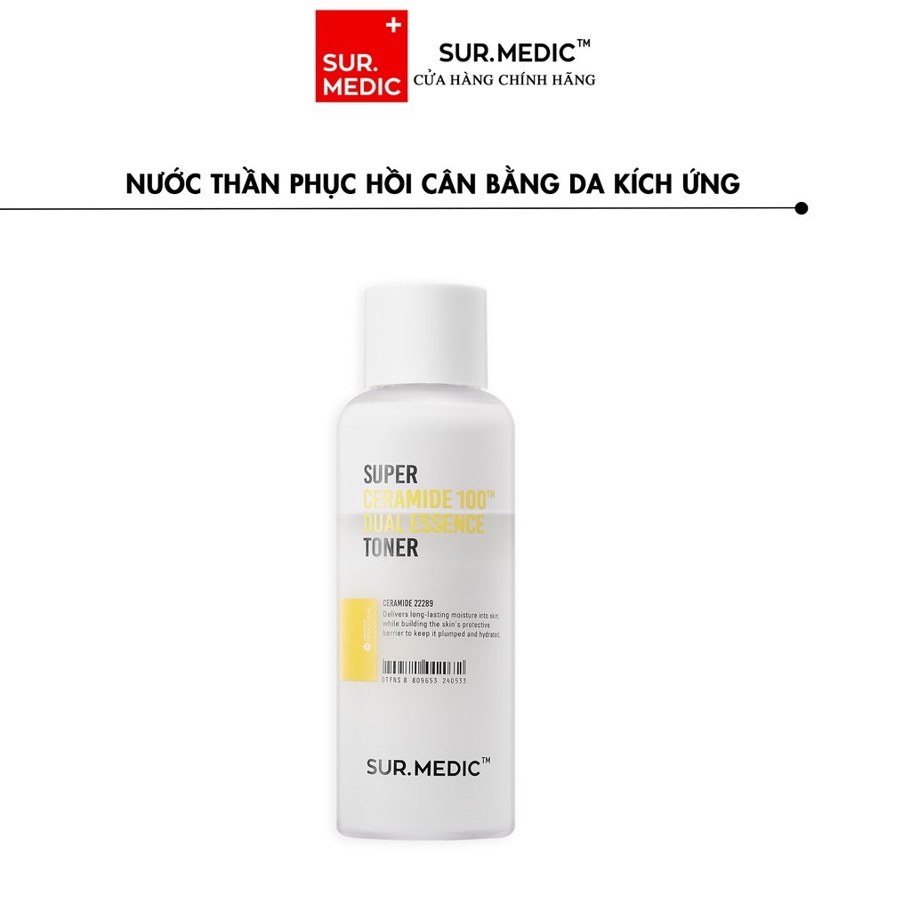 Nước Thần Phục Hồi Cân Bằng Da Kích Ứng SURMEDIC Super Ceramide 100tm Dual Essence Toner 130ml