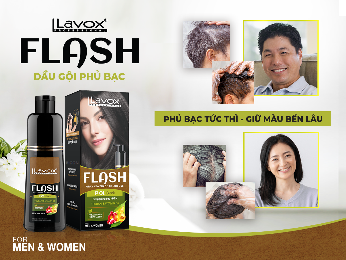Dầu Gội Nhuộm Tóc Phủ Bạc Thảo Dược LAVOX FLASH 200ml - P04
