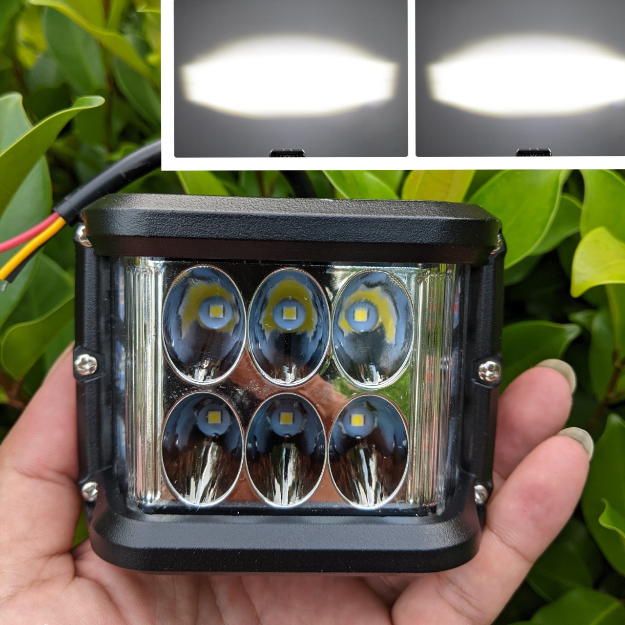 Đèn trợ sáng 6 led 45W kèm chớp poliice xanh đỏ 2in1 lắp các loại xe máy ô tô mẫu mới hàng vip, Đèn led trang trí xe máy ô tô