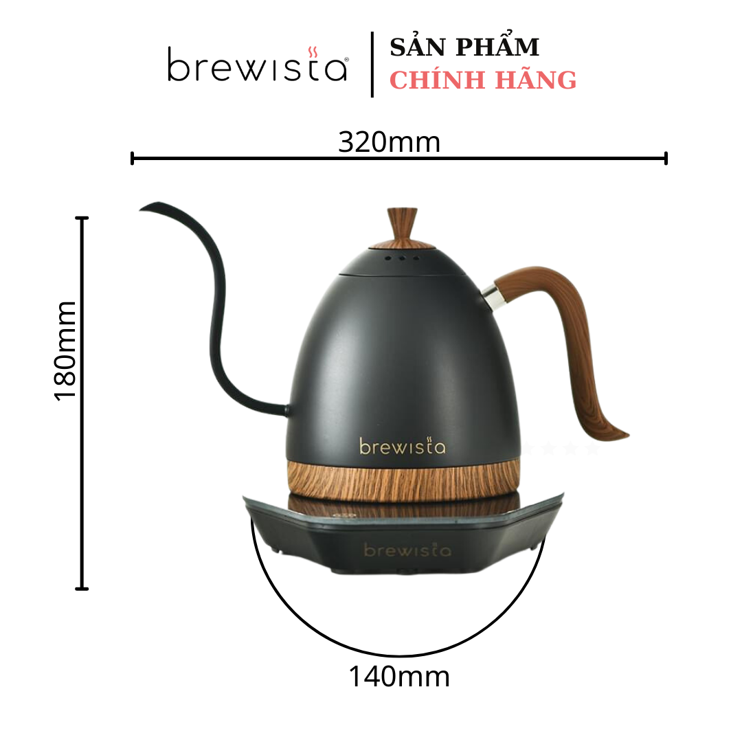 Ấm đun cảm ứng chuyên dụng rót cà phê Kettle 600ml - Đen nhám