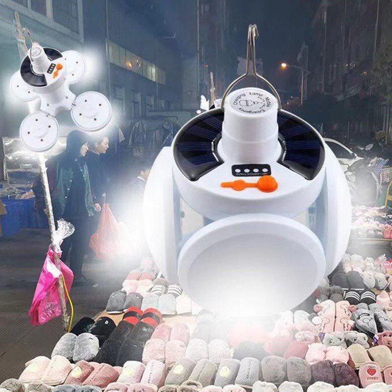 Bóng đèn led tích điện, năng lượng mặt trời hình 4 Cánh Hoa có thể đóng mở