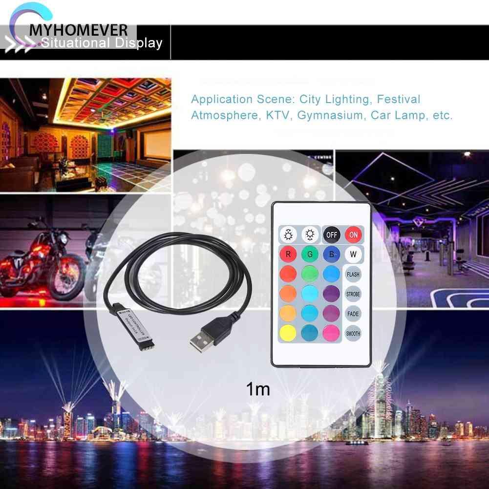 Bộ Điều Khiển Đèn LED Dây Gồm 24 Nút Bấm Và USB RGB 5-24V