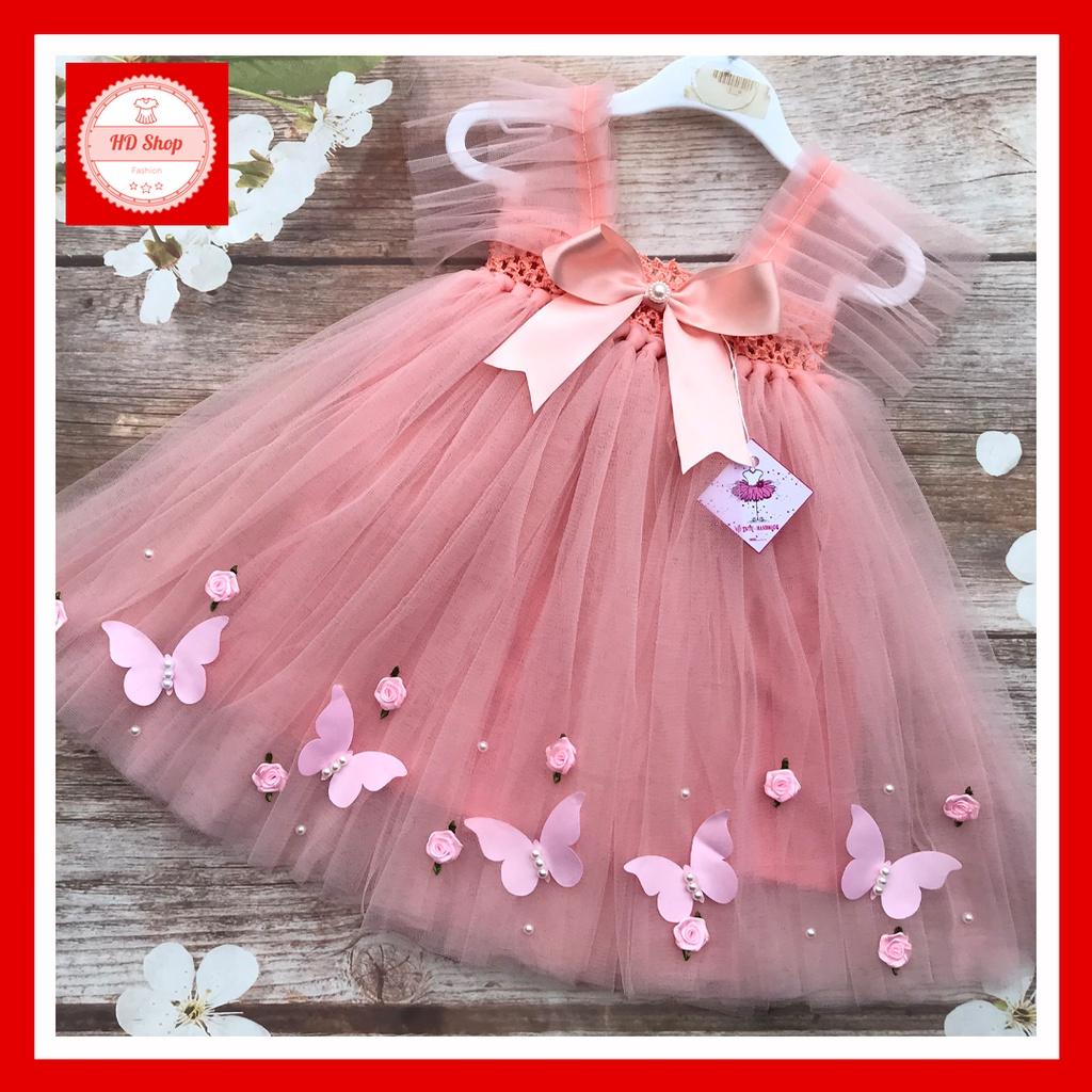Đầm xòe cho bé gái hàng thiết kế mix nơ cực cute có nhiều mầu sắc lựa chọn