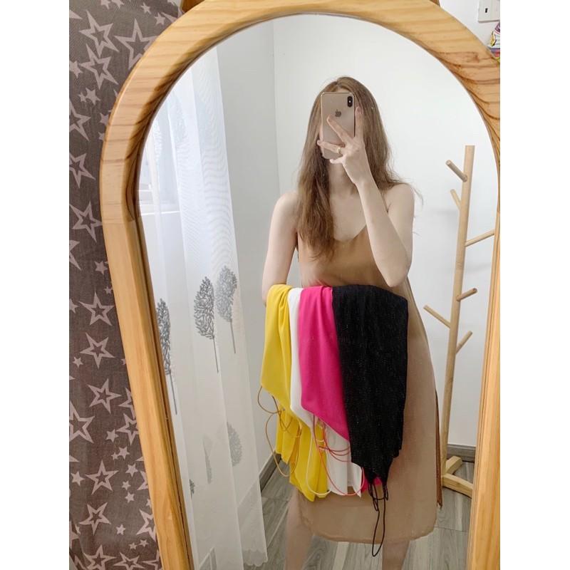 Đầm suông đan dây xẻ tà