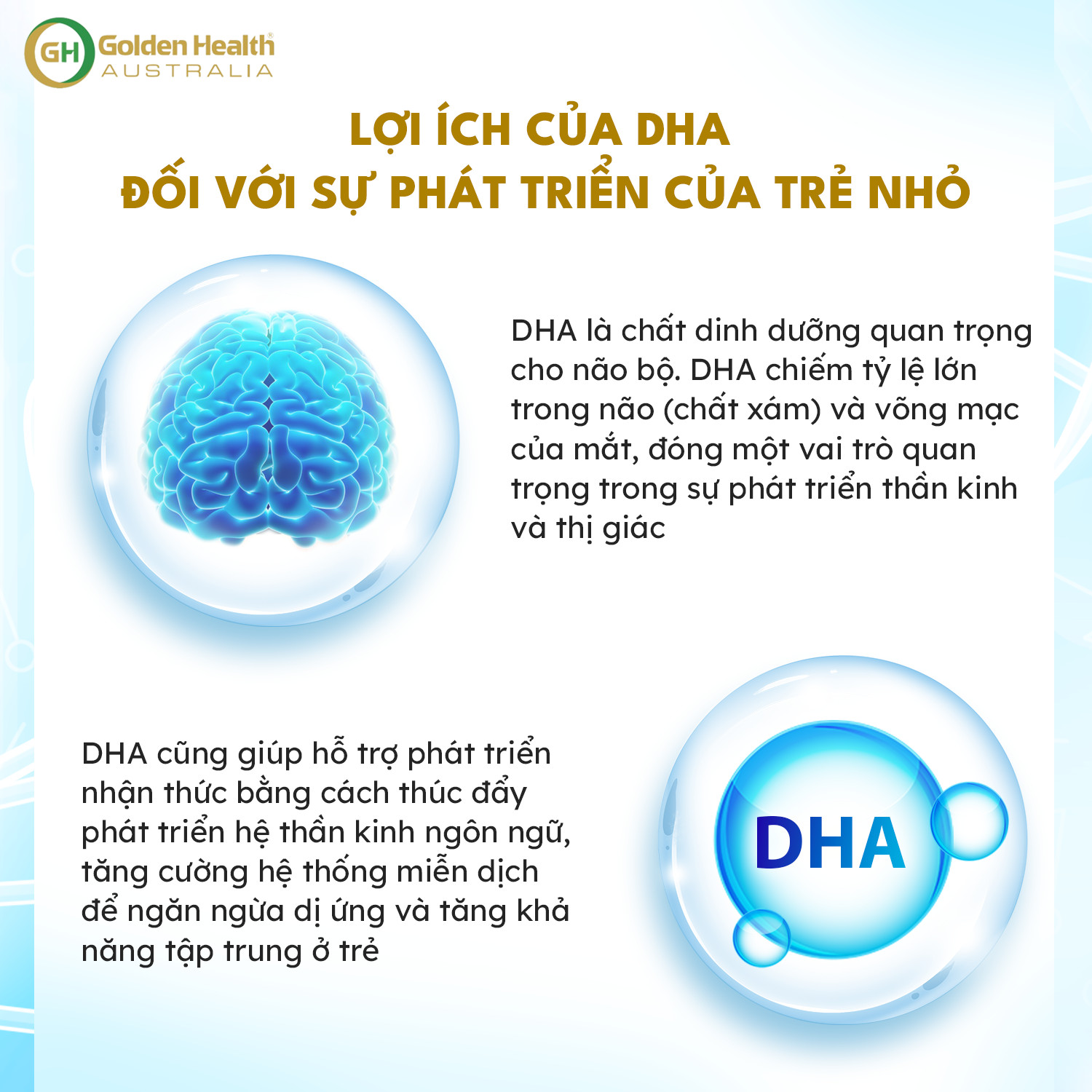 Viên Uống Hỗ Trợ Phát Triển Trí Não Cho Bé Từ 7 Tháng Tuổi Đến 12 Tuổi Golden Health Kids DHA Hộp 60 Viên