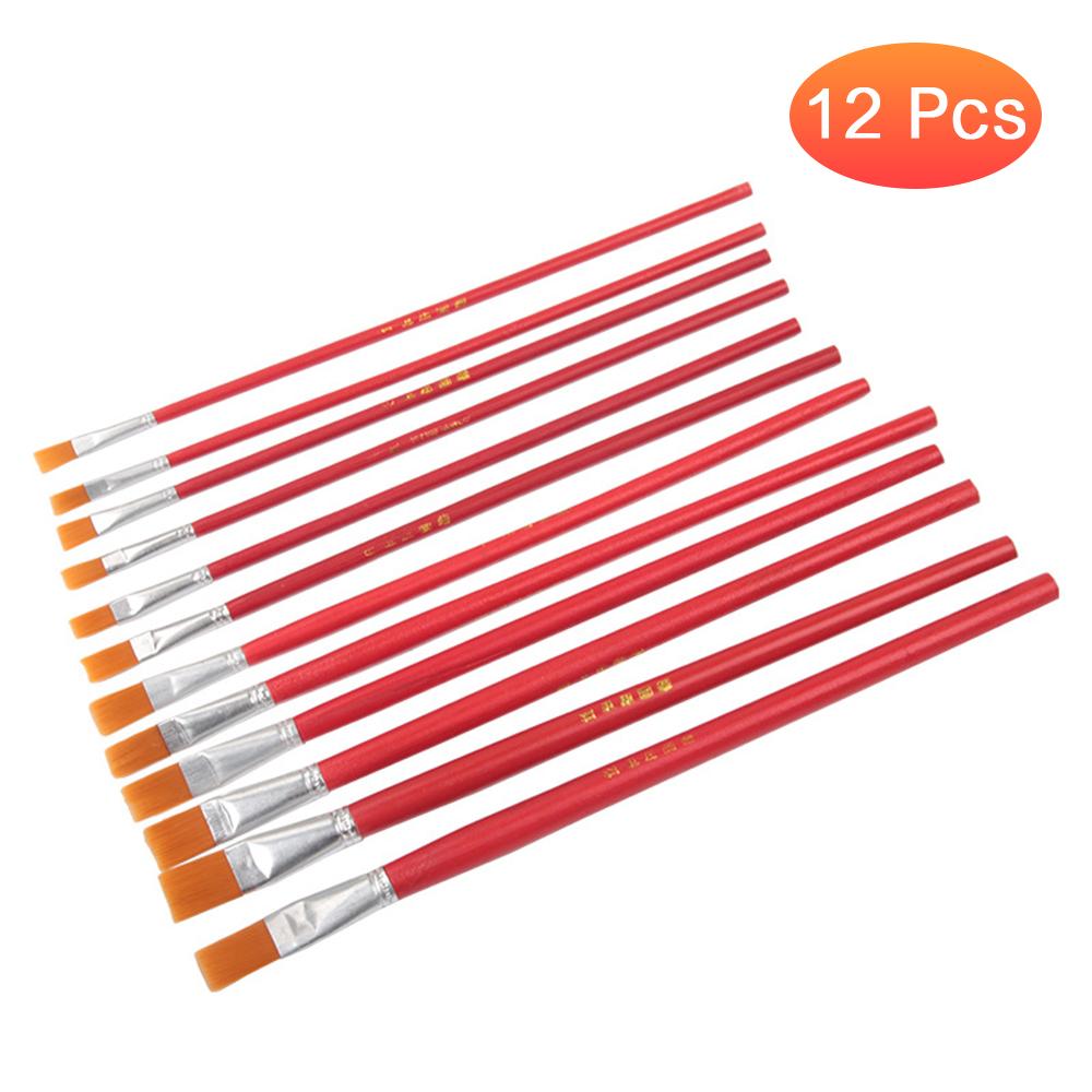 Bộ cọ sơn phẳng chất lượng 12 cái với đầu cọ bằng sợi nylon chọn lọc