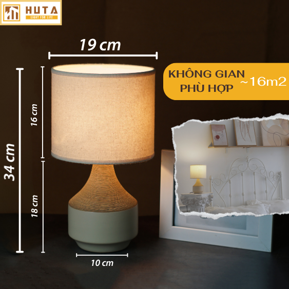 Đèn Ngủ Để Bàn Gốm Sứ Cao Cấp HUTA S14 Vân Màu Gỗ Độc Đáo Sang Trọng, Decor Trang Trí Phòng Ngủ, Khách Sạn, Đọc Sách Đầu Giường, Điều Chỉnh Độ Sáng, Ánh Sáng Vàng