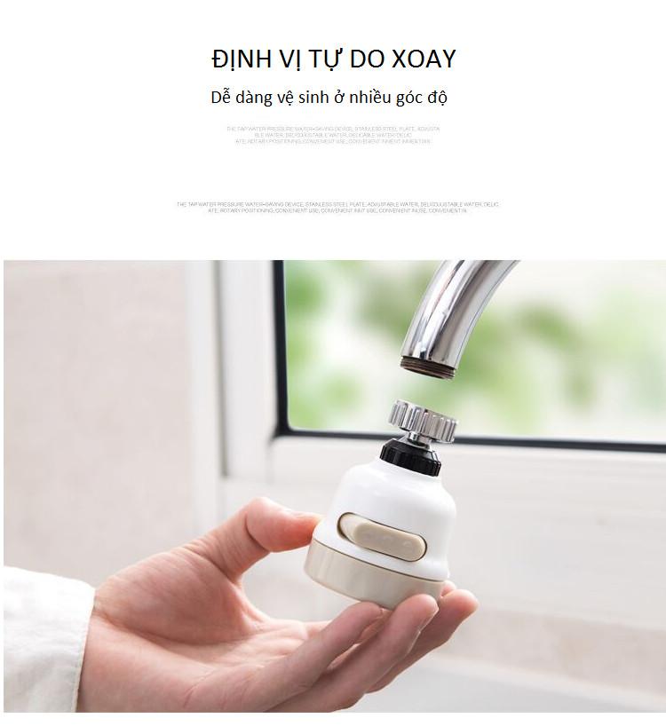 Đầu Vòi Tăng Áp Điều Hướng 360 Độ 3 Chế Độ Chảy Kèm 02 Móc Treo Dán Tường Cao Cấp AZONE - Hàng Chất Lượng