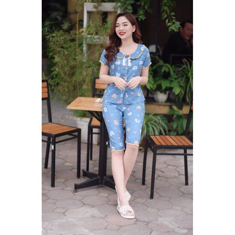 Đồ bộ mặc nhà lửng cổ ren rẻ đẹp 3 màu ảnh thât