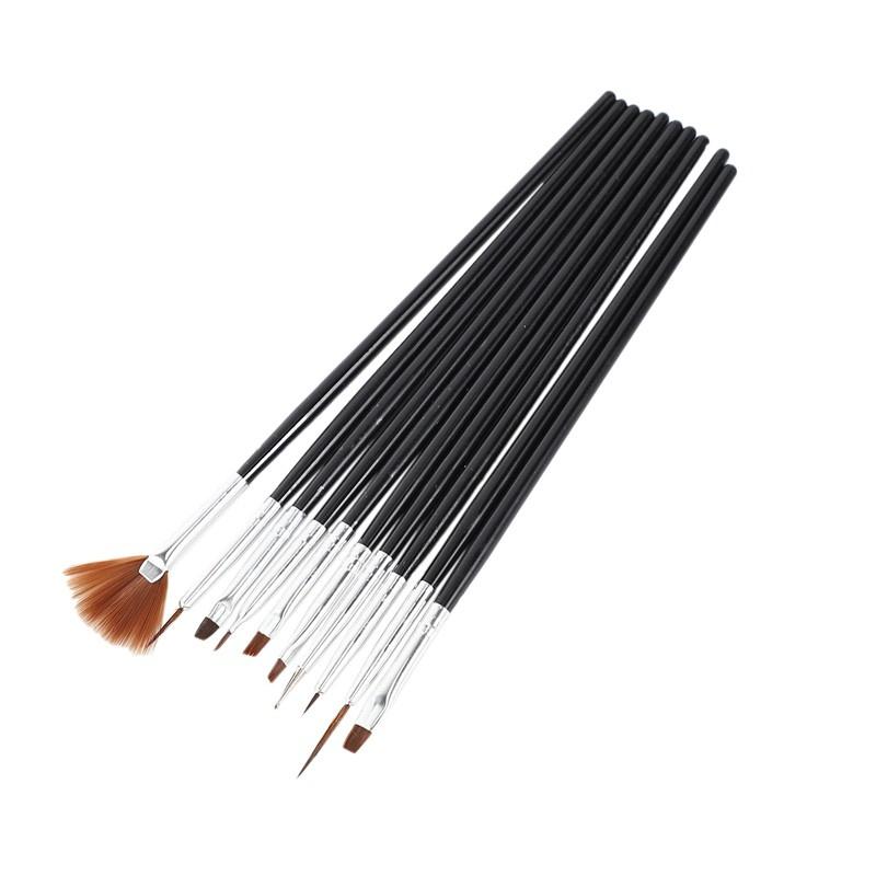 7x Acrylic UV Gel  Brush Set Gel Brush Brush  Art Design Pen black