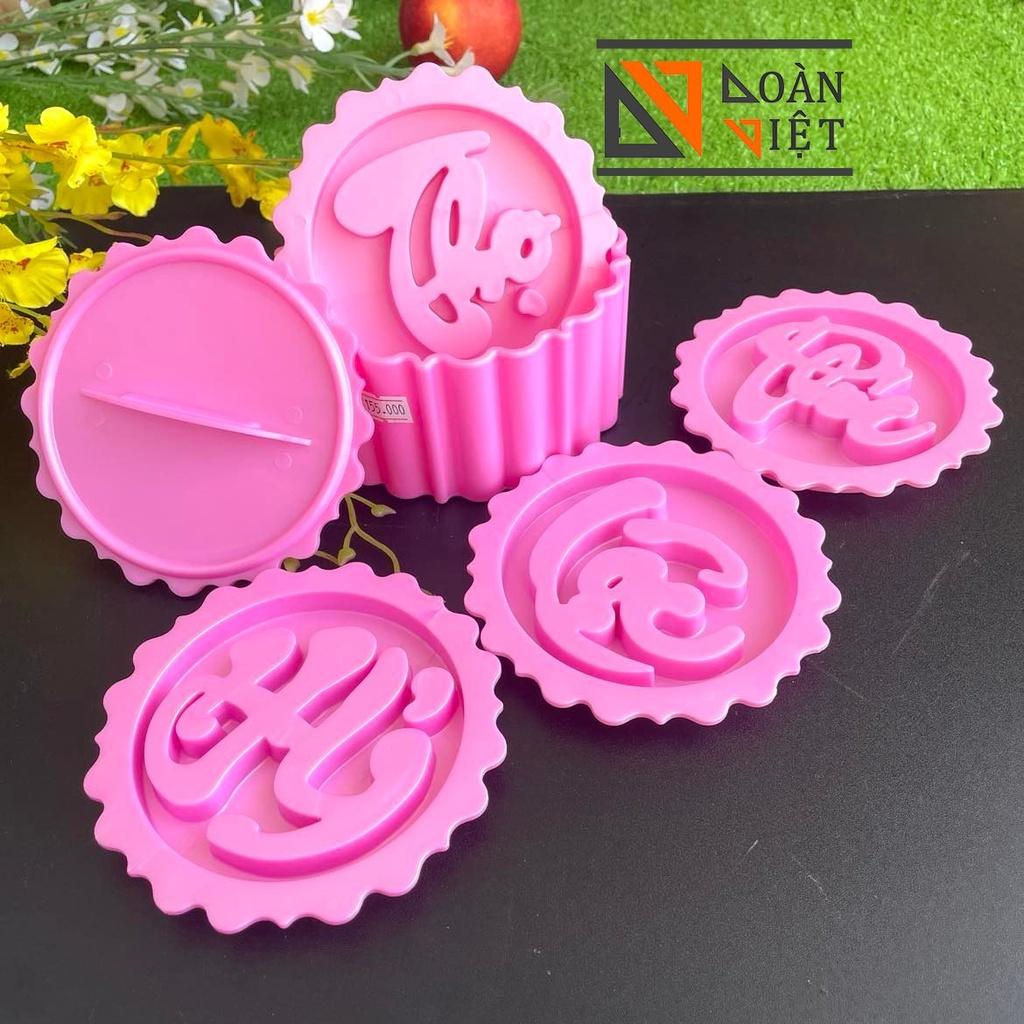 Khuôn TRÒN NHẤN XÔI sắc nét - Bộ 4 hình PHÚC LỘC THỌ 14cm - NHỰA VIỆT NAM, AN TOÀN CHO SỨC KHOẺ