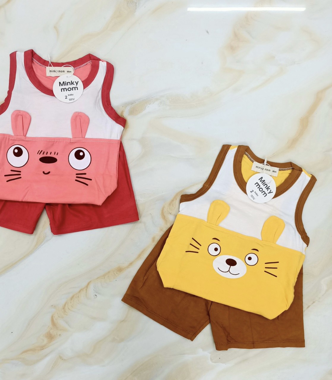 Bộ ba lỗ THUN LẠNH MINKY MOM In Hình Toàn Thân Dễ Thương Cho Bé từ 6kg - 16kg