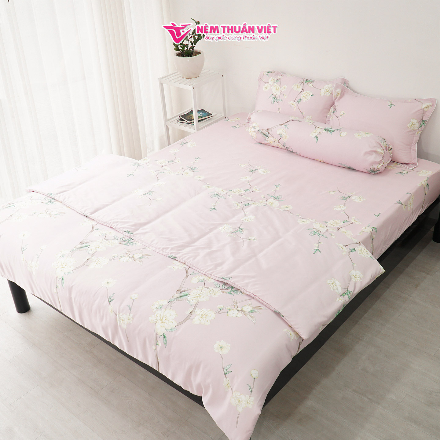 Chăn Mền Tencel Thuần Việt Cao Cấp -  Hoạ Tiết Hoa Mẫu Đơn Hồng TVM09 180x200