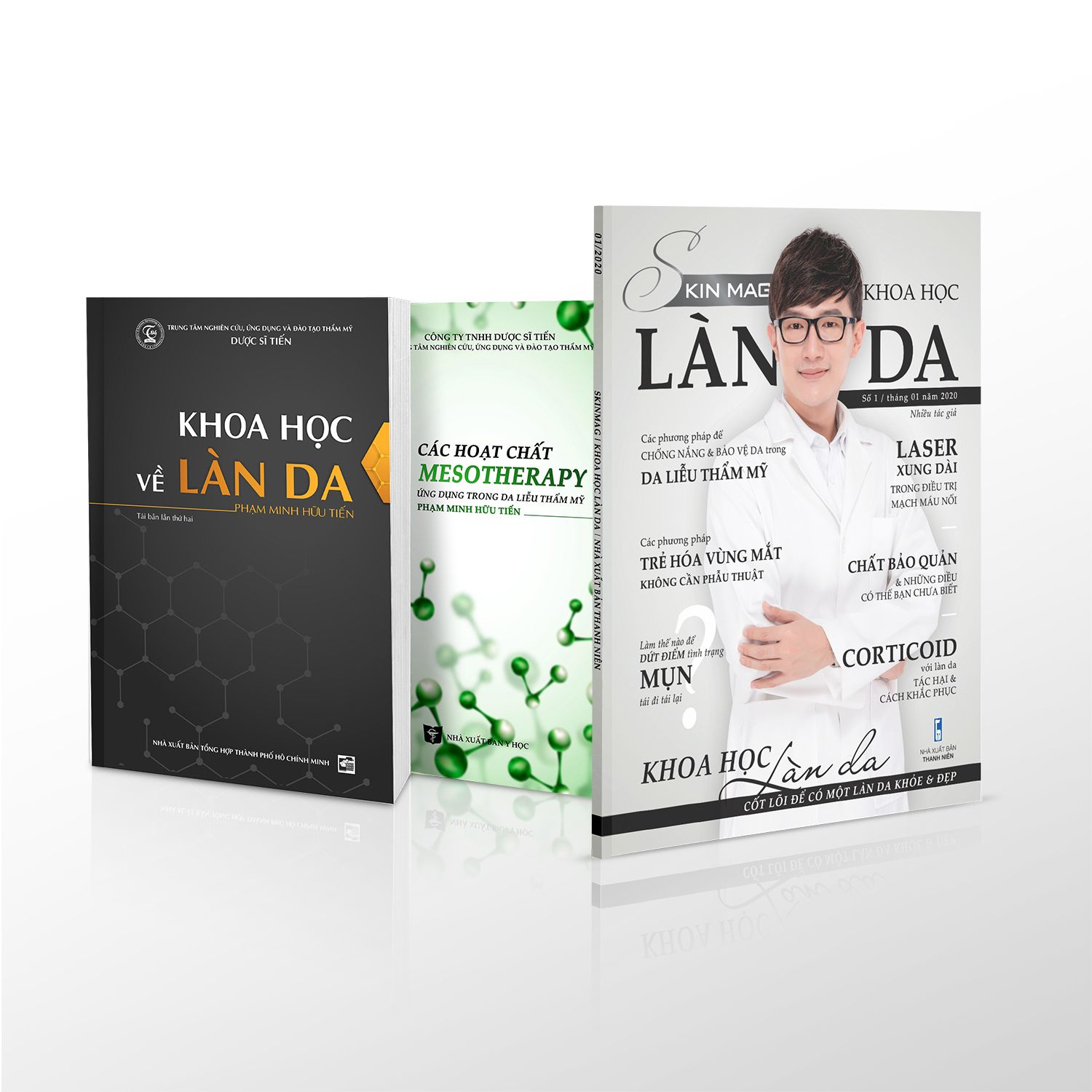 Combo sách Khoa học về làn da, Sách Các hoạt chất Mesotherapy ứng dụng trong da liễu thẩm mỹ và Tạp chí Khoa học làn da Skinmag