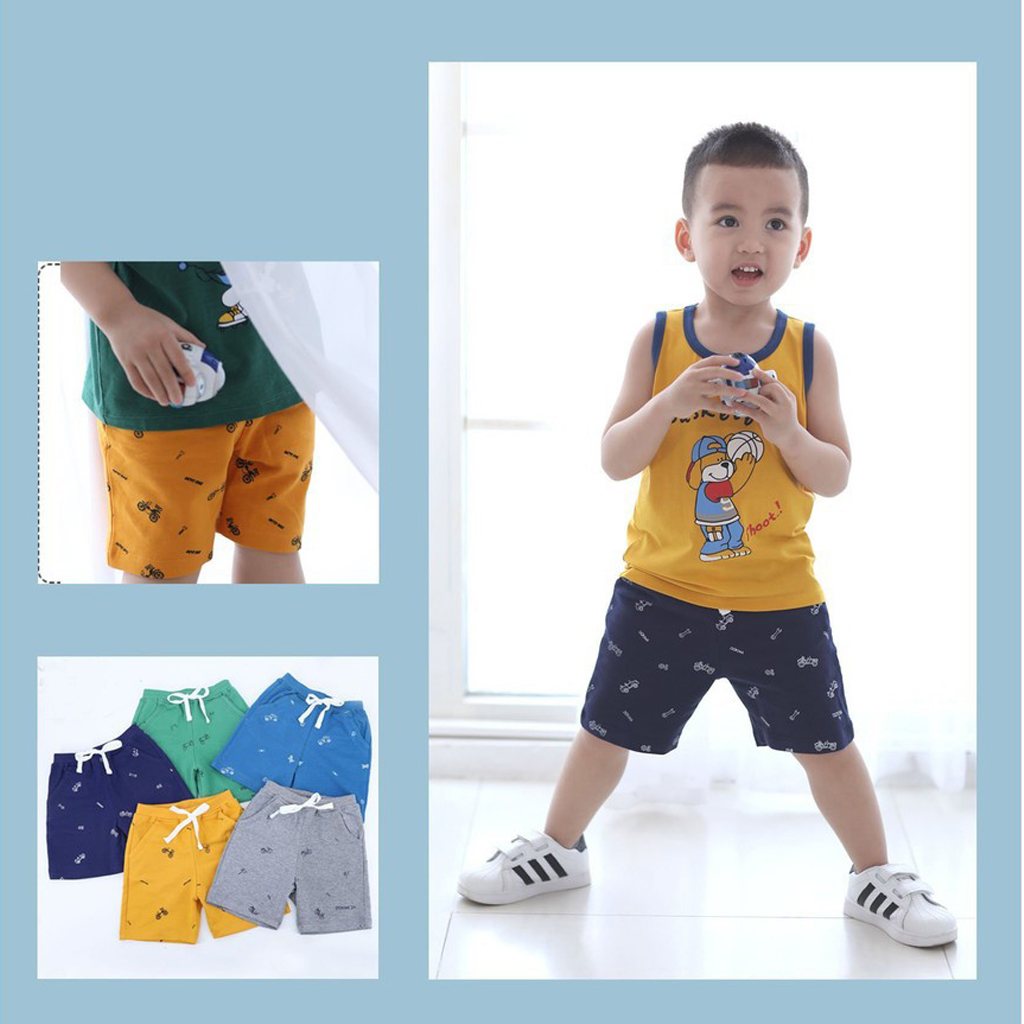 Quần cotton da cá bé trai quần short ngố từ 1-6T 5 màu (10-23kg)