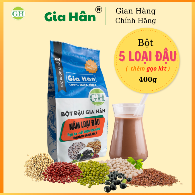 Bột 5 loại đậu tăng cân - tăng vòng 1 - đẹp da ( 400g ) GIAHAN FOOD giúp. Bột 5 thứ đậu, đậu đen xanh lòng,đậu đỏ,đậu xanh và gạo lứt