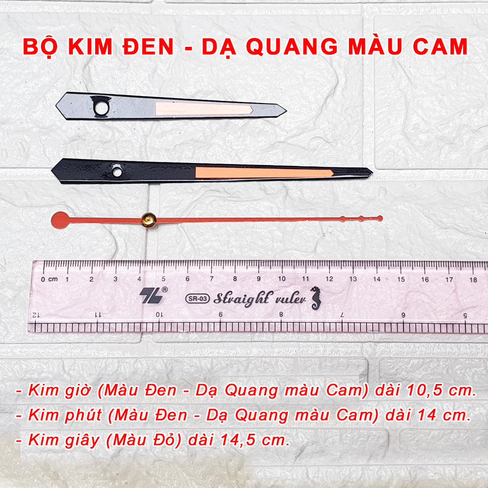 Máy Đồng Hồ Eastar Kim Trôi Độ Chính Xác Cao – Bộ Kim Đao thân Kim màu Đen có Dạ Quang màu Cam – Kèm theo Pin Maxell.