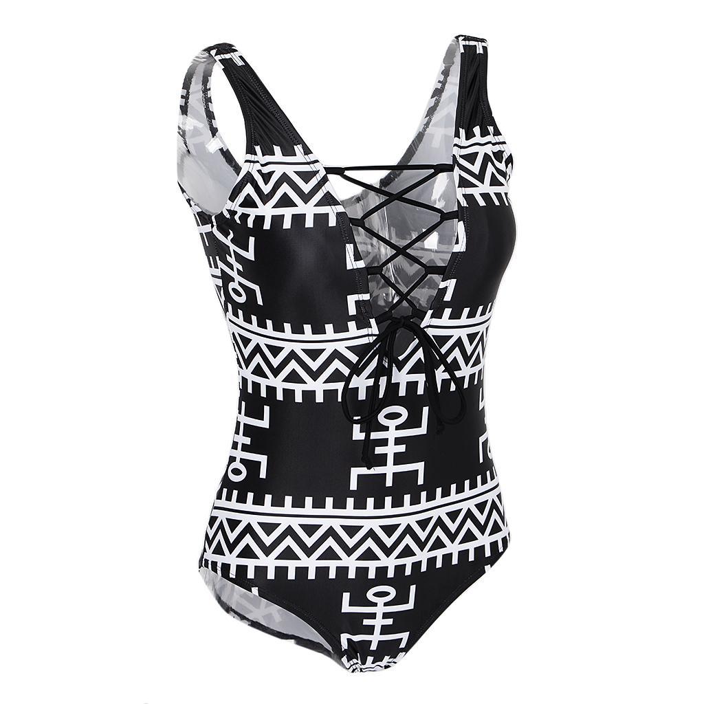 Women's Hollow Out Sleeveless Monokini Swimsuit High Cut Leg One Piece Bikini